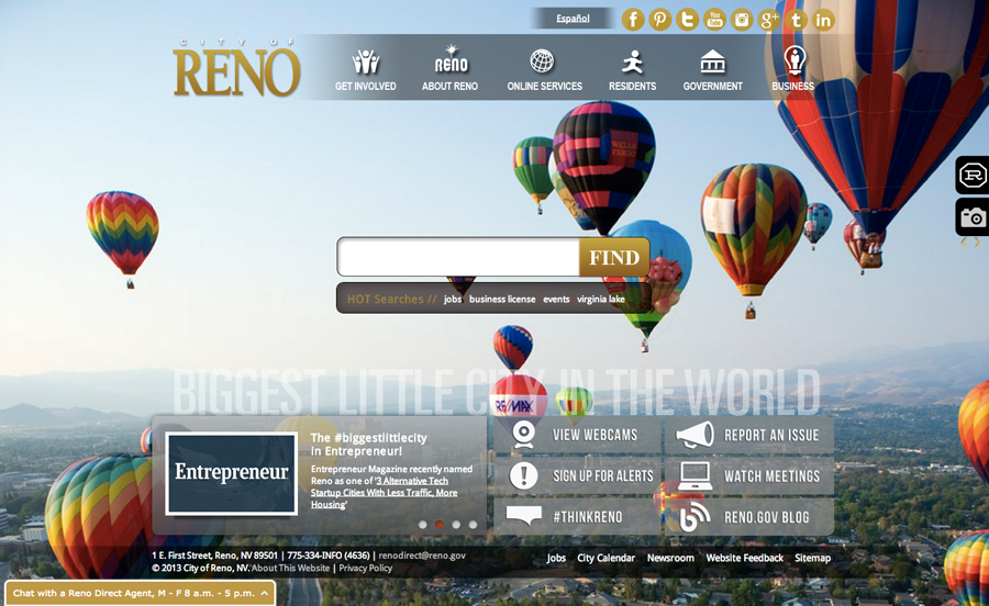 City of Reno Website By Vision Internet