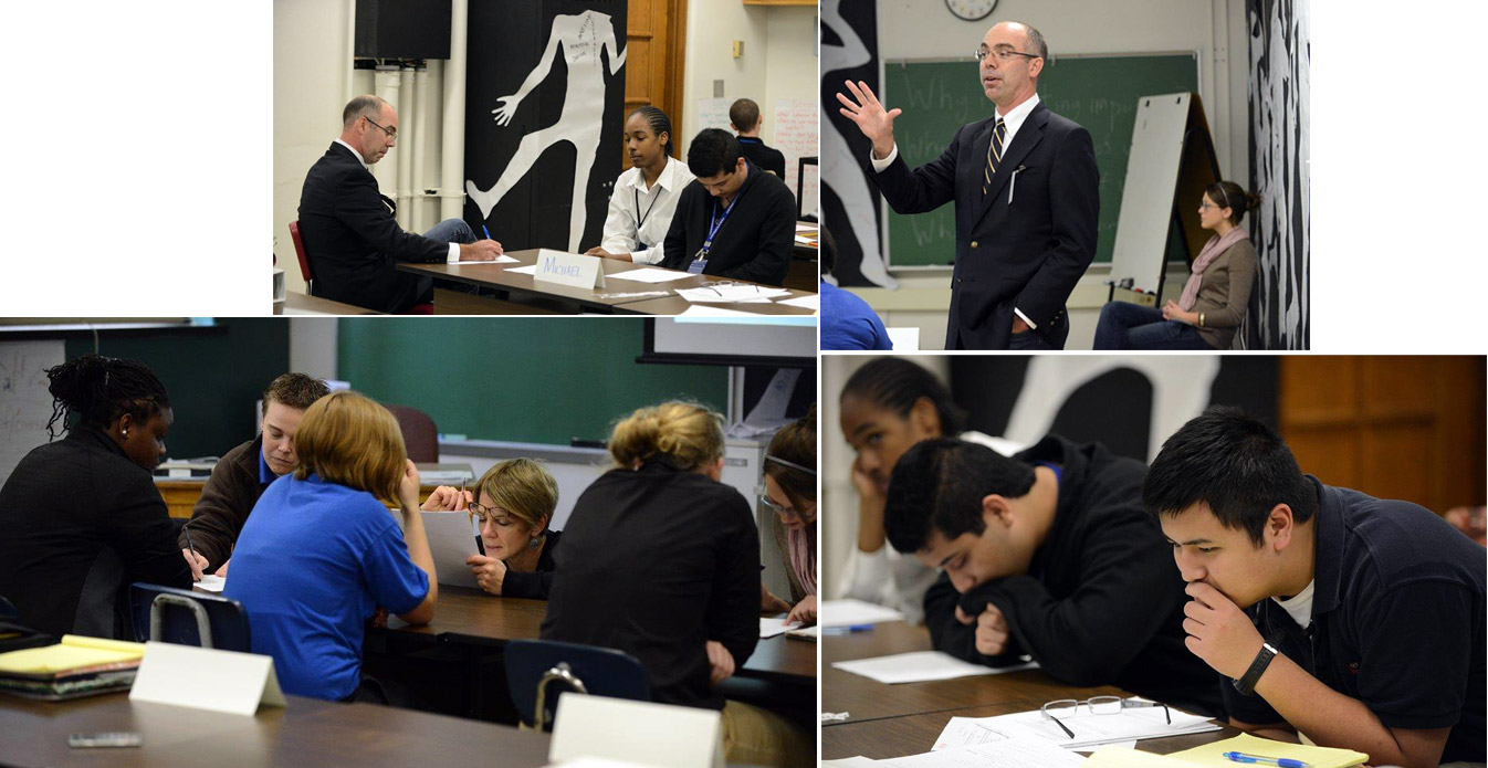 Voting Rights Exercise with Professor Michael Pitts, IU McKinney alumna & Shortridge adjudicator Kelly Rota-Autry and Shortrdige students.