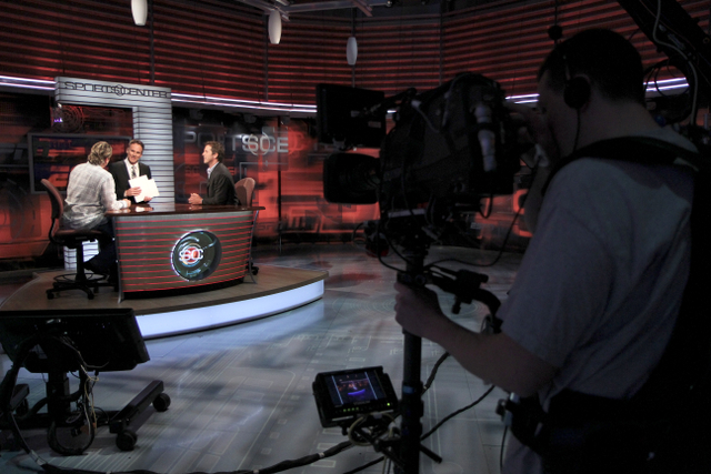 NHL players Mike Modano and Jeremy Roenick on SportsCenter with Jouhn Buccigross